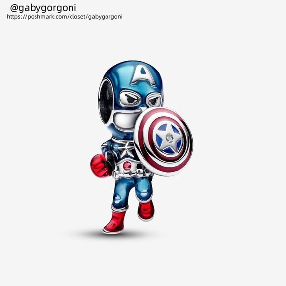 Pandora Marvel The Avengers Captain America Charm|Pendant - Picture 1 of 2